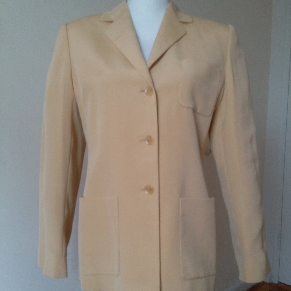 ELLEN TRACY Blazer Single Breasted Jacket Light Yellow Size Petite 12